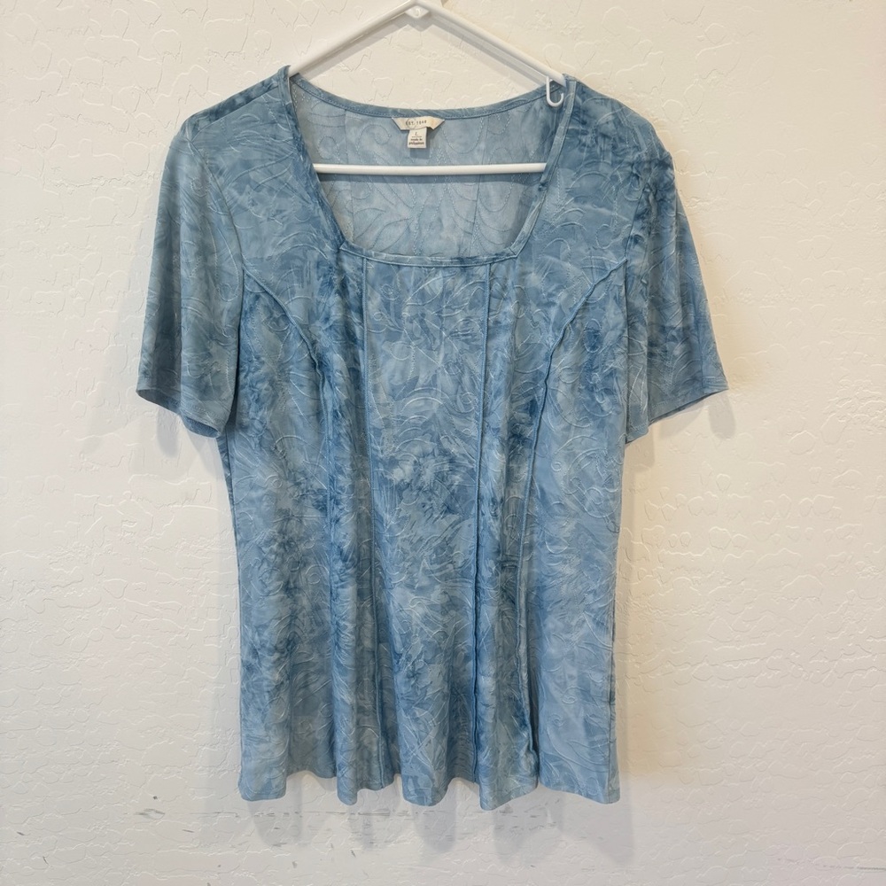 Y2K EST 1946 Shirt Womens Large Blue Embroidered Paisley Floral Fairy Whimsical